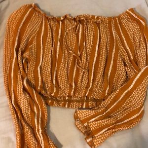Golden Yellow Long Sleeve Crop Top